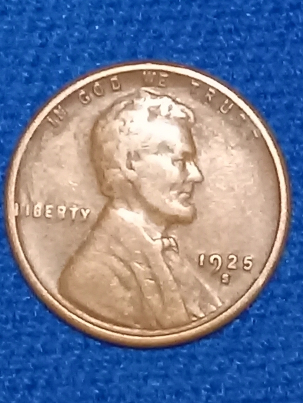 1925-S Lincoln Wheat Penny S/S RPM Error And L In Liberty Error